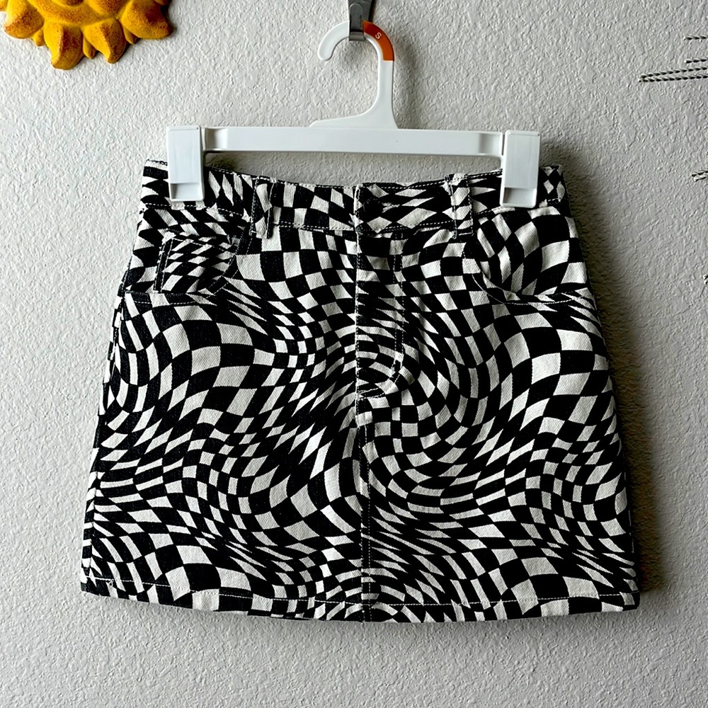 Pacsun checkerboard denim mini skirt